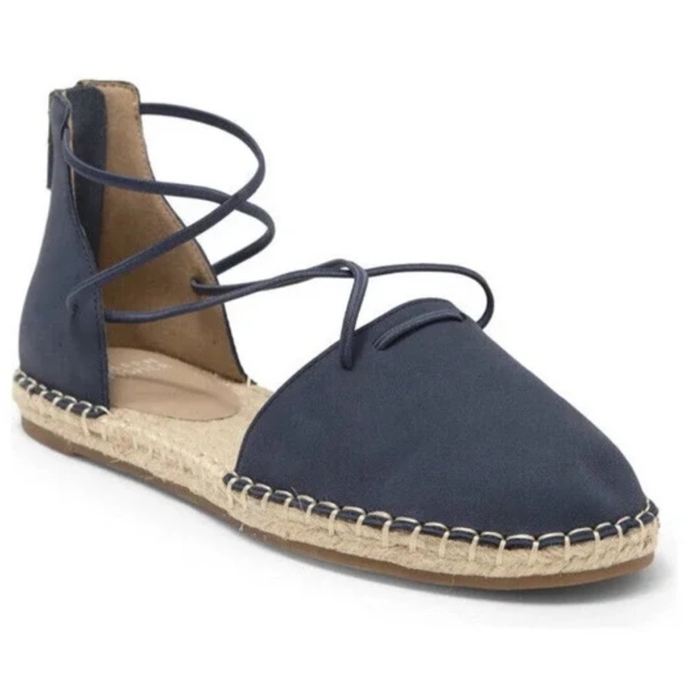 NWT Eileen Fisher Lace Up Denim Blue Espadrille Sandals Sz 9 1/2